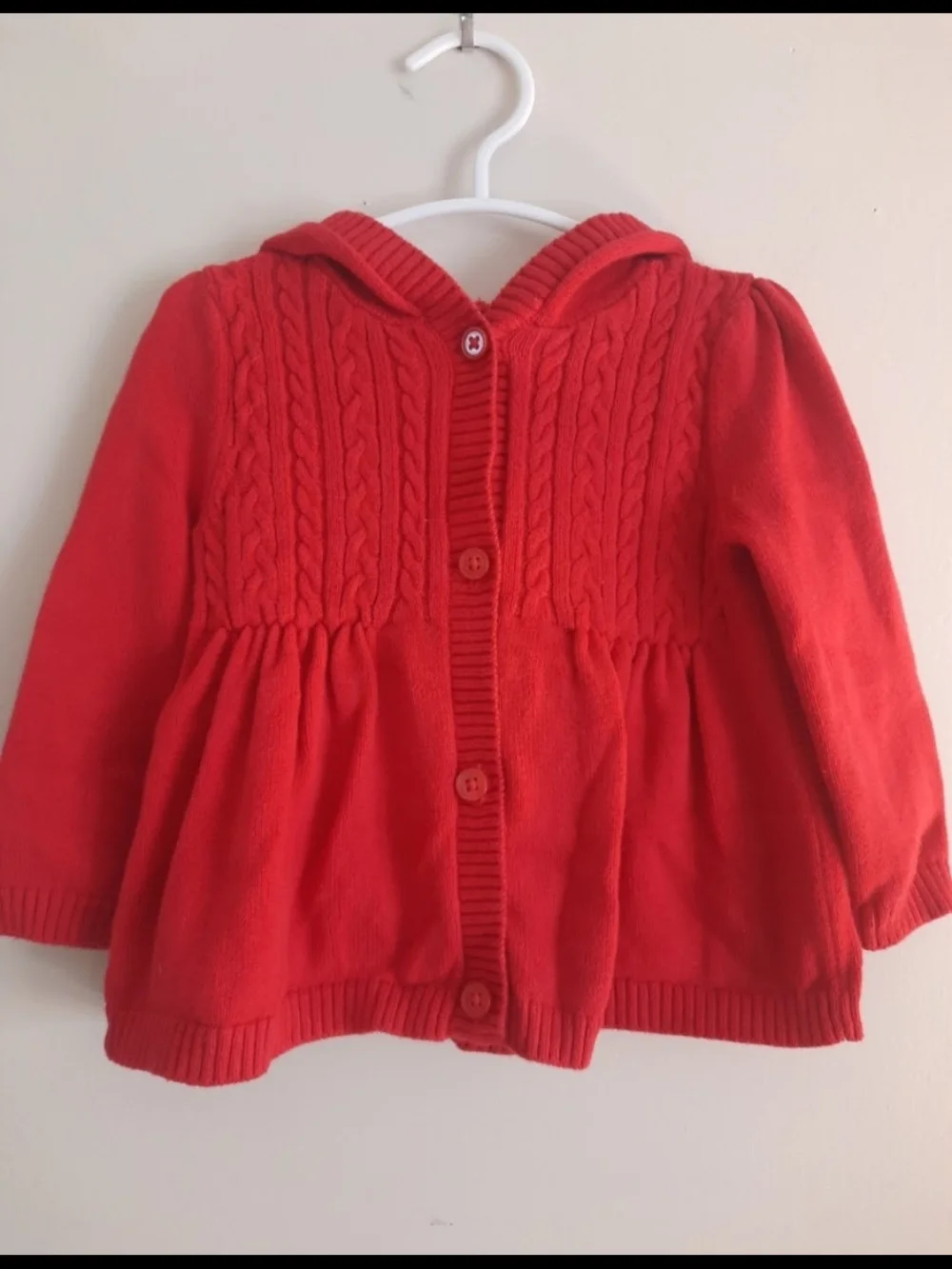 Gymboree Red Hooded Cable Cardigan Sweater